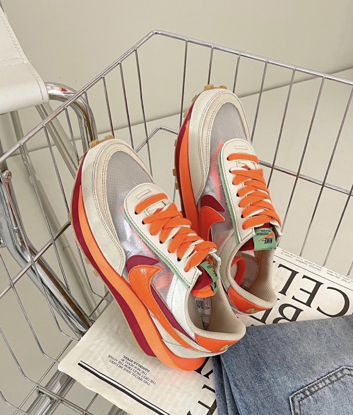 NIKE X CLOT X SACAI LD WAFFLE ORANGE BLAZE 米白橙