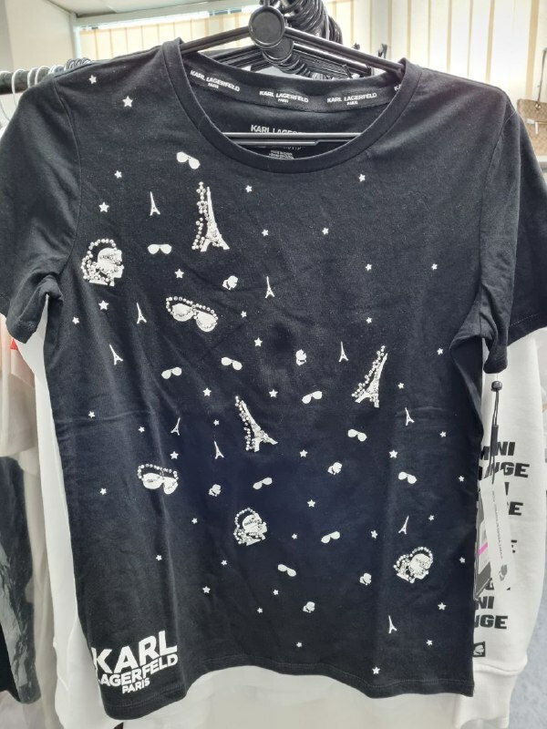 [S] KARL LAGERFELD TOSSED LOGO TEE,BLACK, L1WH0016-BLK (SKL507)