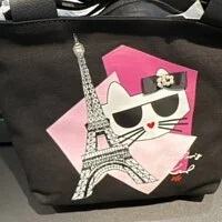 [S] KARL LAGERFELD KRISTEN CANVAS CROSSBODY,BLACK/RIBBON(PINK), 194775160639 (SKL509)