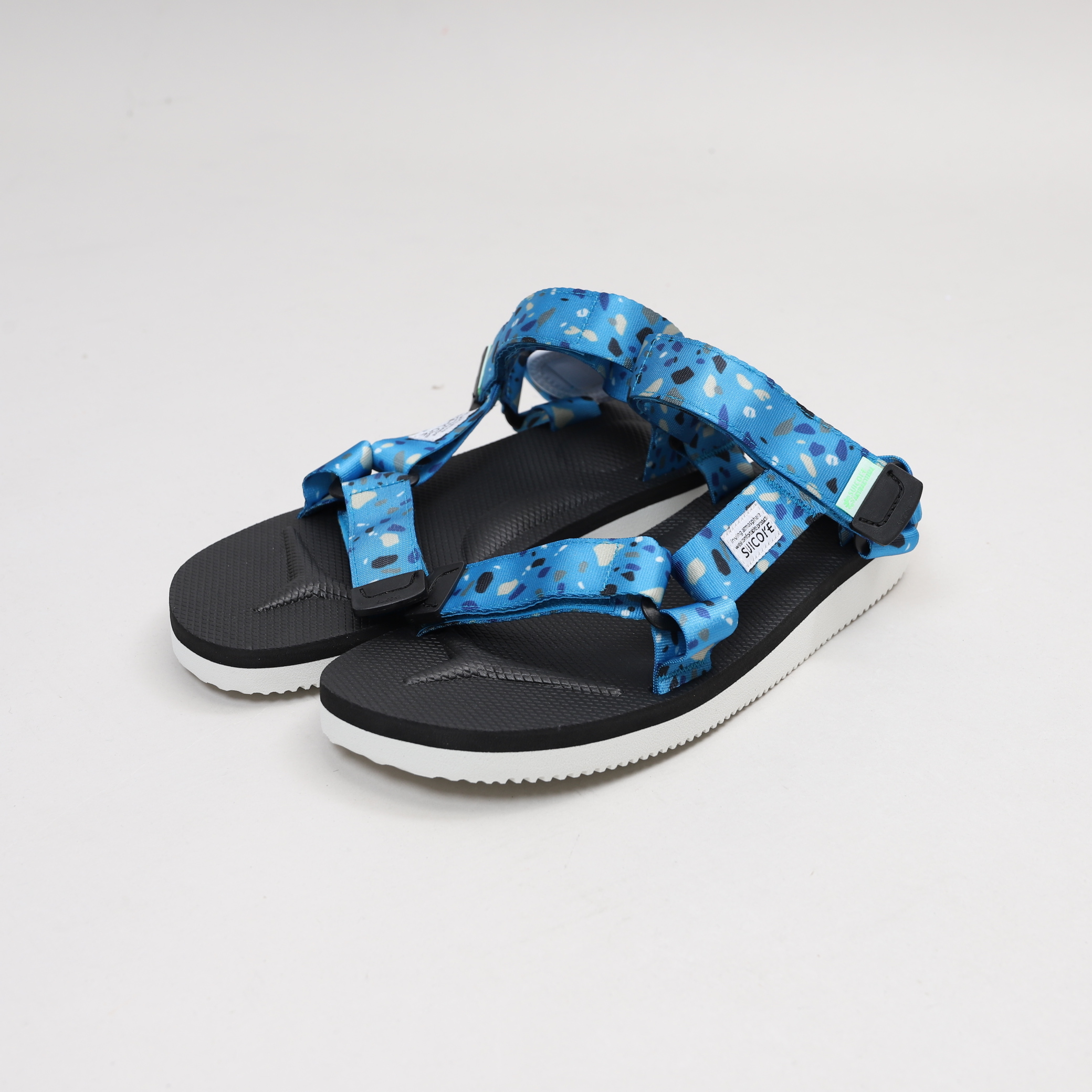 [出清商品售出無退換] [US7/25CM全新展示無盒] SUICOKE DEPA-Cab-PT01 藍碎石黑白 抗菌鞋床 魔鬼氈 涼鞋【SK022CPT1NBW7】