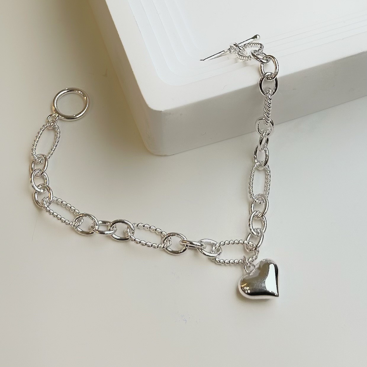 鎖愛．愛心T扣純銀手鍊