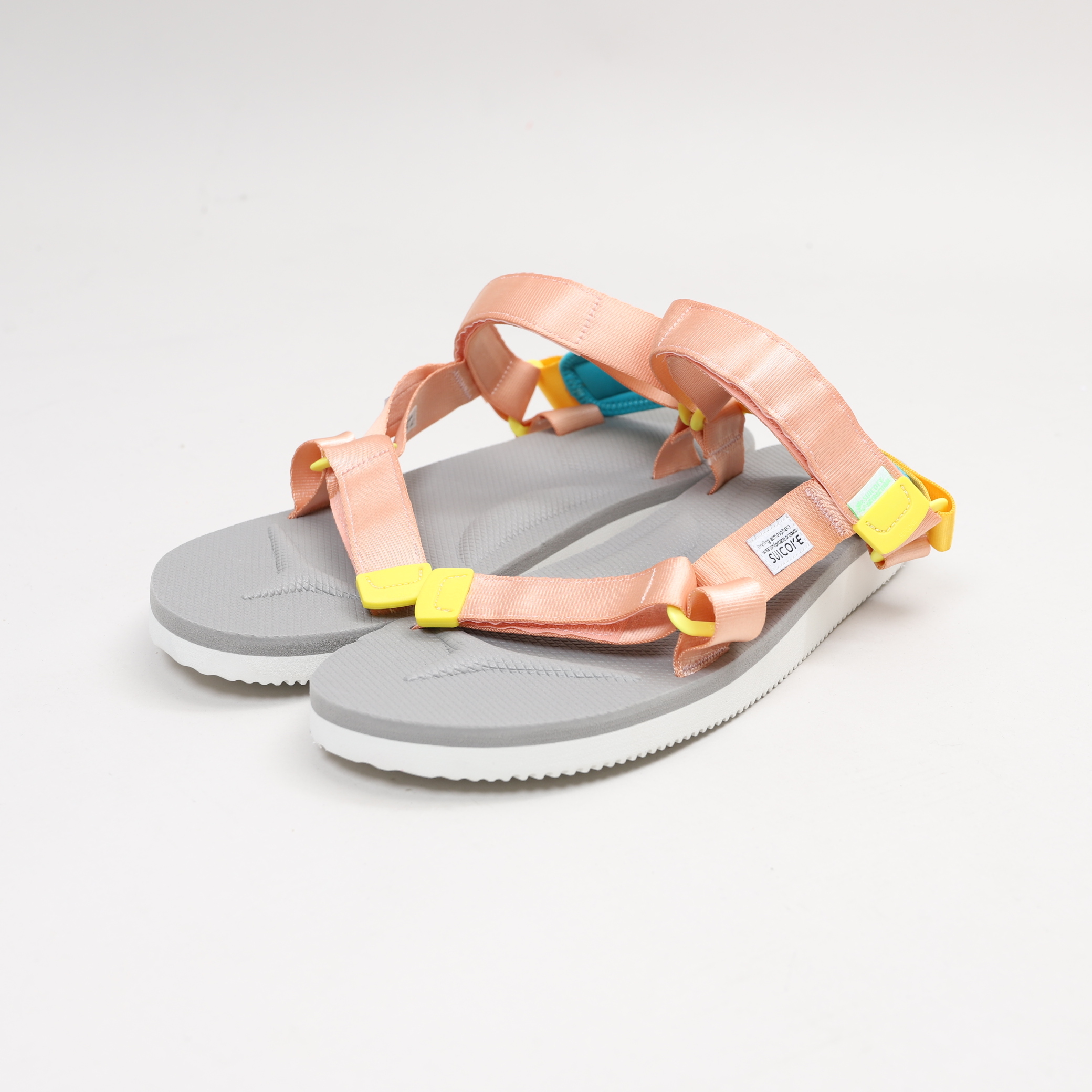 [出清商品售出無退換] [US10/28CM全新展示無盒] SUICOKE DEPA-CAB OG-022CAB 粉橘灰白 抗菌鞋床 尼龍 魔鬼氈 涼鞋【SK022CABPG10】