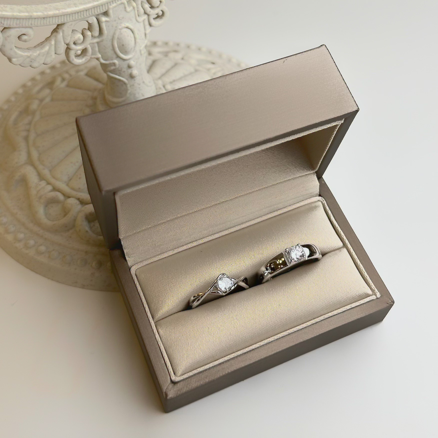 單鑽交叉純銀調整對戒