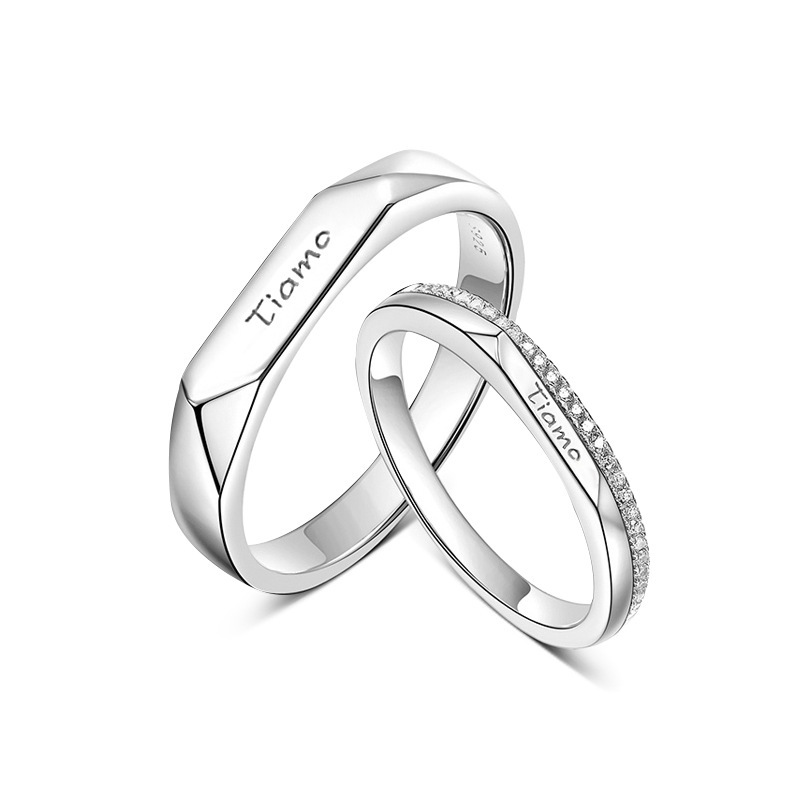 素面刻字純銀調整對戒