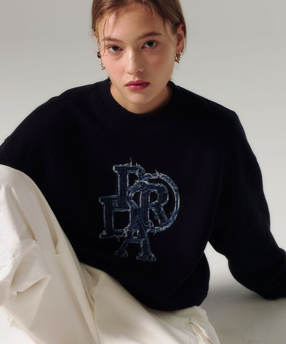 PRENDA PRDA DENIM PATCH CREWNECK SHIRT