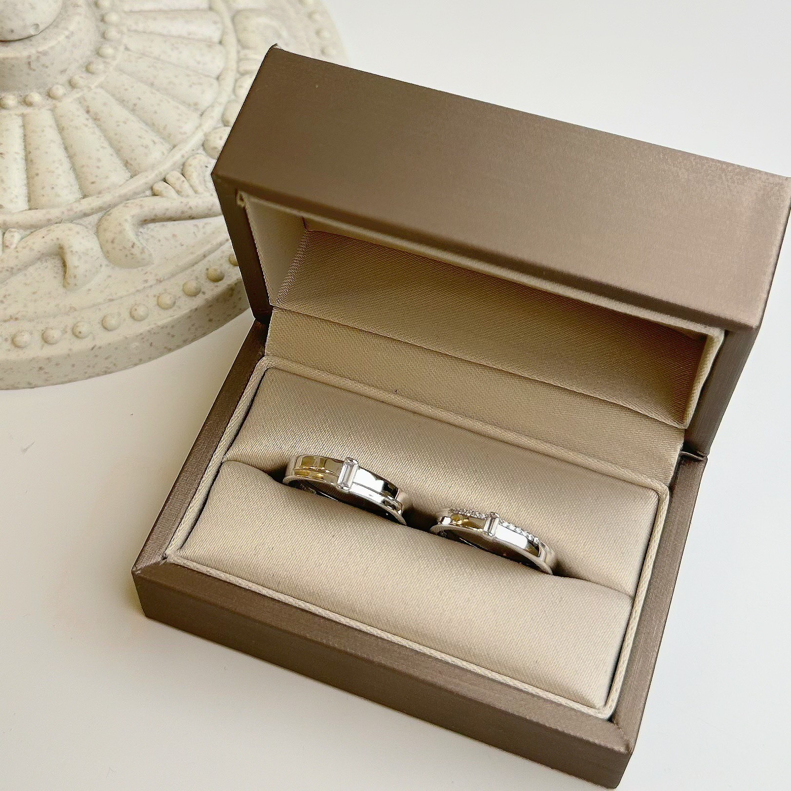 單鑽素面純銀調整對戒