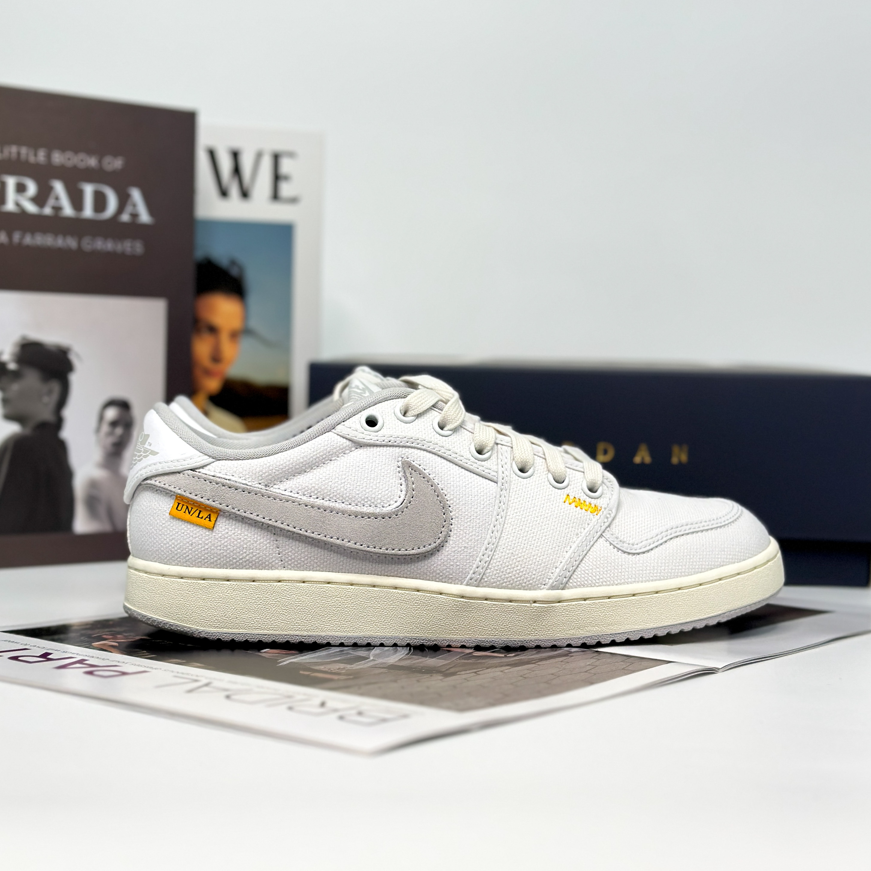 Union LA x Air Jordan 1 KO Low 亞麻帆布 換勾 白灰 男鞋 DO8912-101