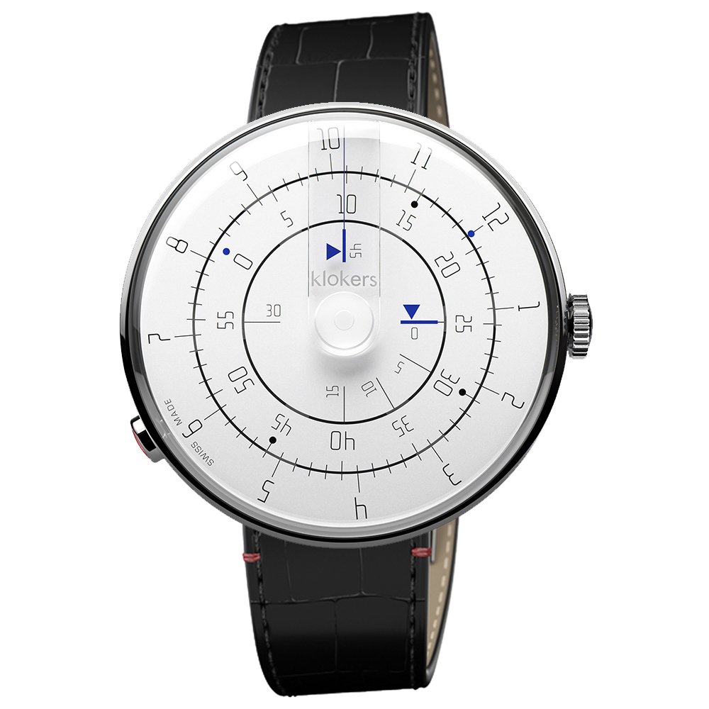 KLOK-01-M1 極簡白色錶頭 + 皮革錶帶搭配摺疊錶扣