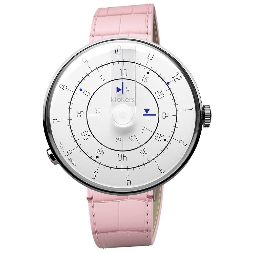 KLOK-01-M1 極簡白色錶頭 + 皮革錶帶搭配摺疊錶扣