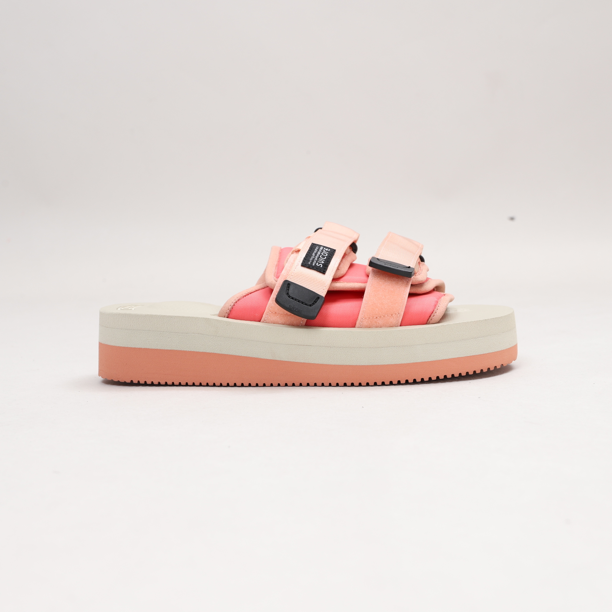 [出清商品售出無退換] [US7/25CM全新展示無盒] SUICOKE MOTO-VPO OG-056VPO 鮭魚粉 沙色 厚底 魔鬼氈 拖鞋 VIBRAM 黃金大底【SK056VPOPI7】