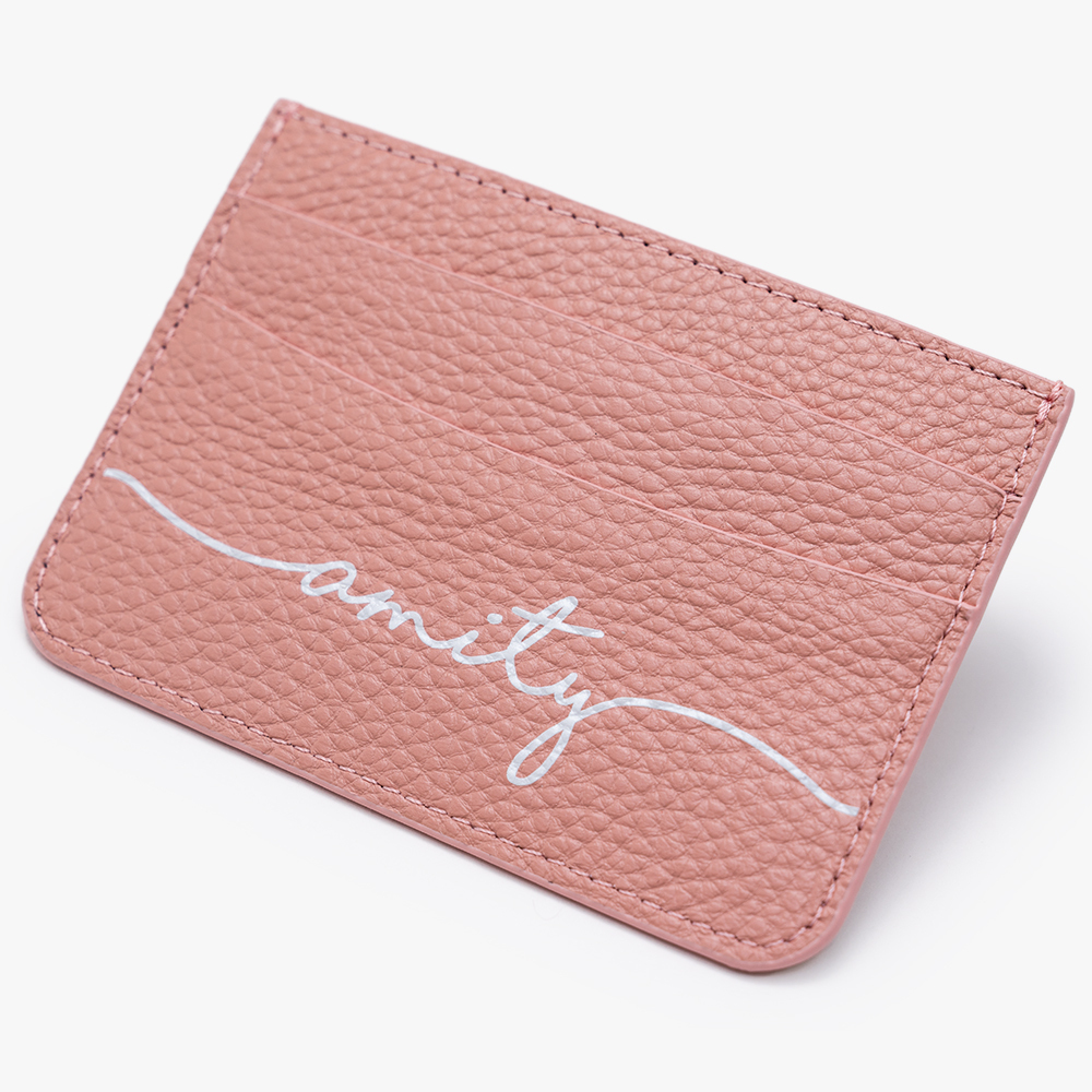 手寫簽名 卡夾 蜜荔粉 客製化卡套 - (訂製名字)