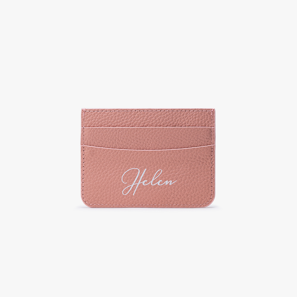 閉眼簽名 卡夾 蜜荔粉 客製化卡套 - (訂製名字)
