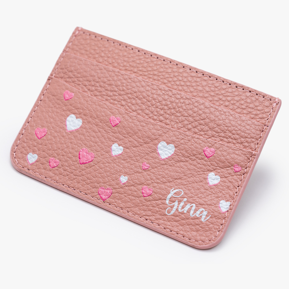 少女愛心 卡夾 蜜荔粉 客製化卡套 - (訂製名字)