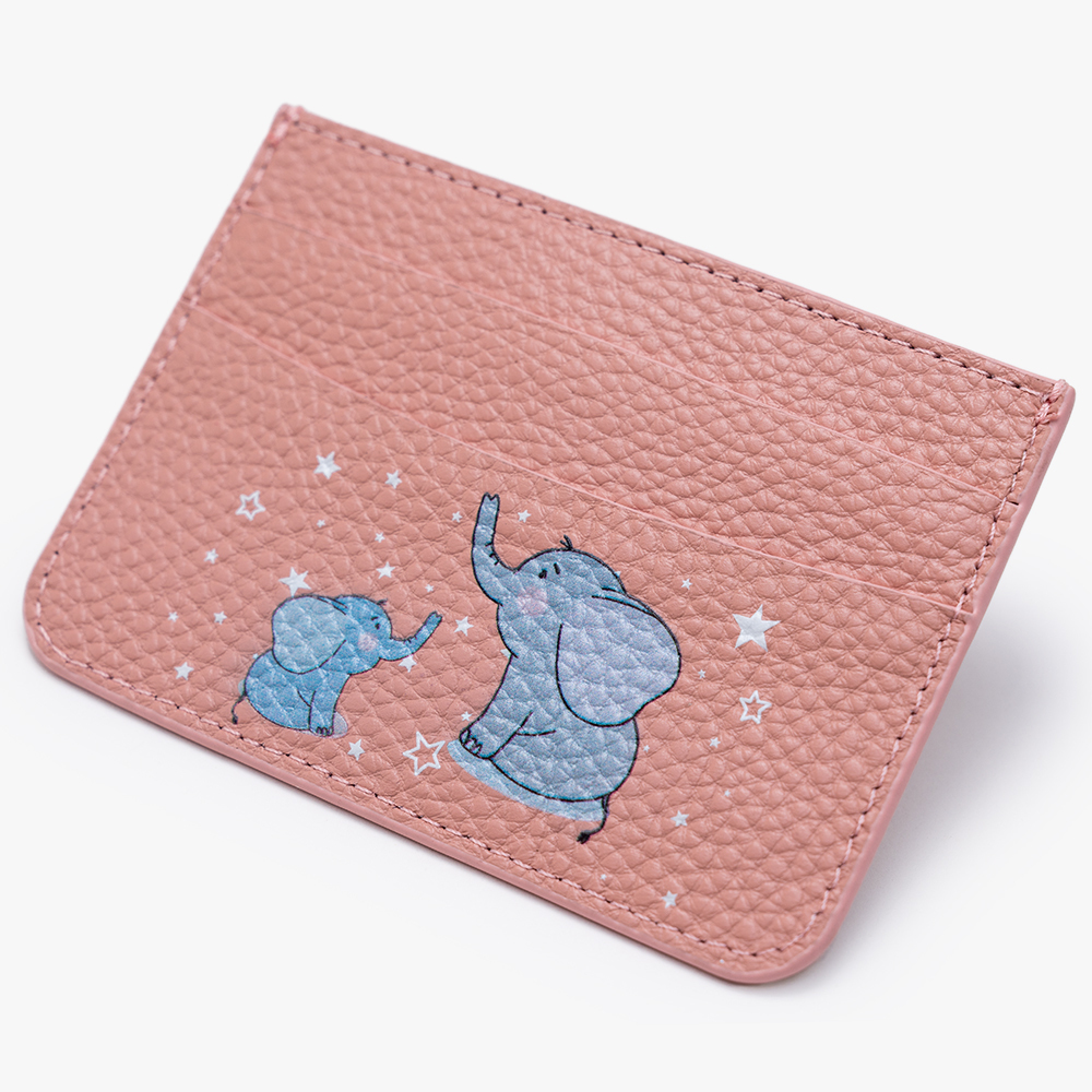 灰色小象 卡夾 蜜荔粉 客製化卡套 - (訂製名字)