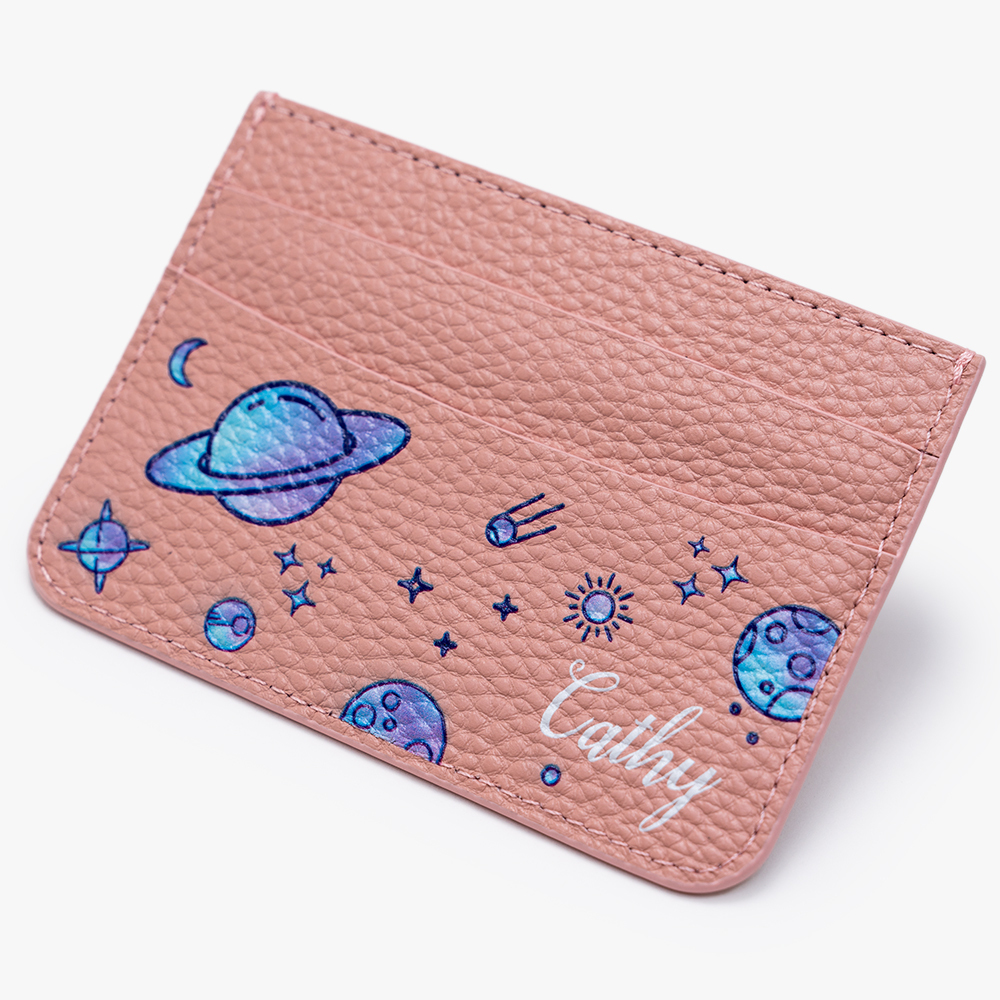 紫色星球 卡夾 蜜荔粉 客製化卡套 - (訂製名字)