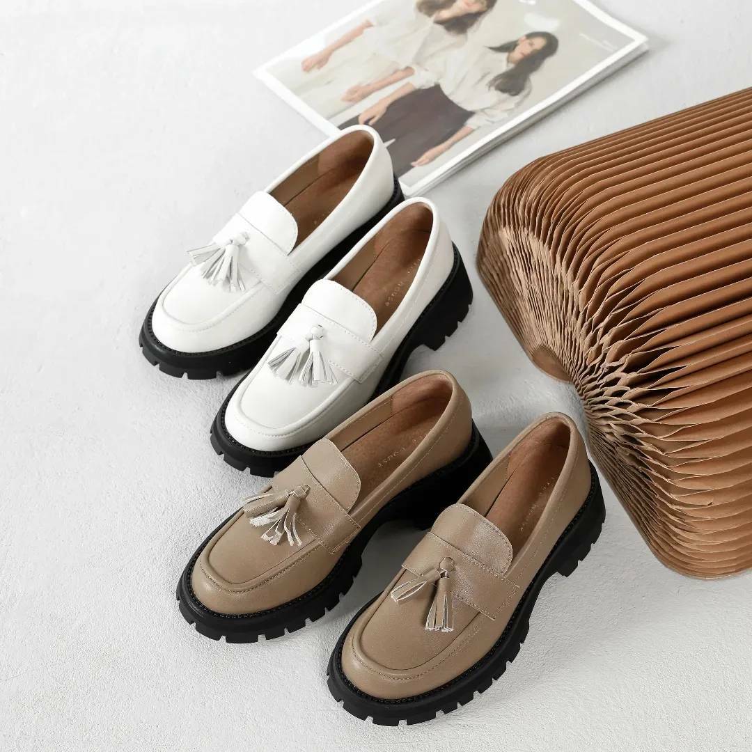 真皮流蘇文青牛津鞋