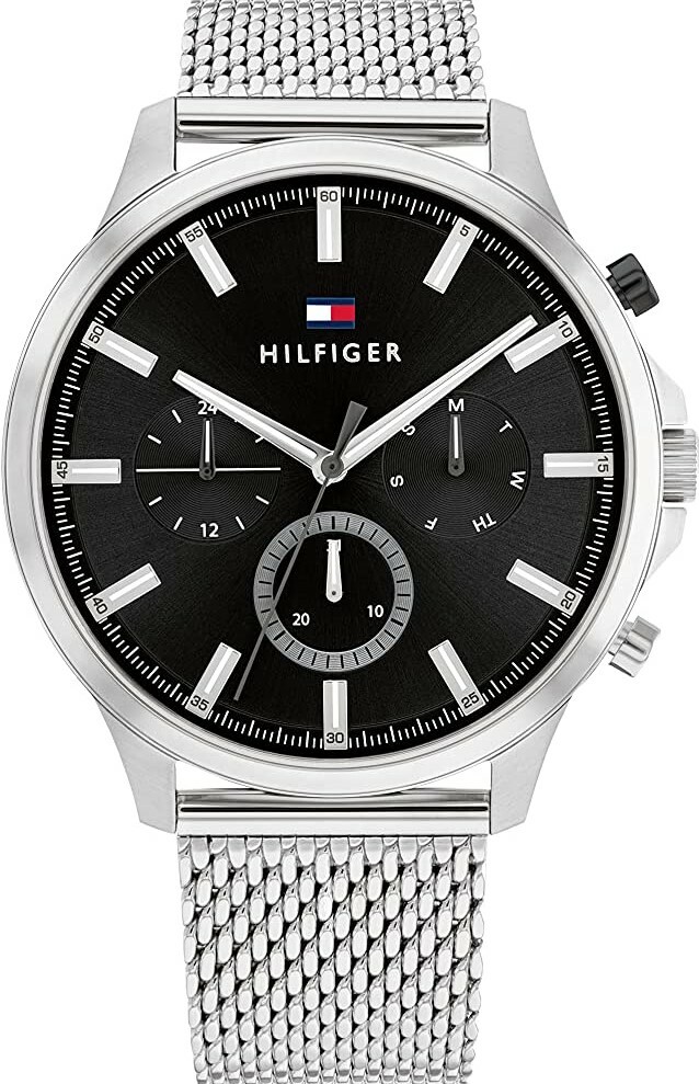 萬年鐘錶 - Tommy Hilfiger  簡約黑面三眼休閒男錶 1710498  錶徑44MM