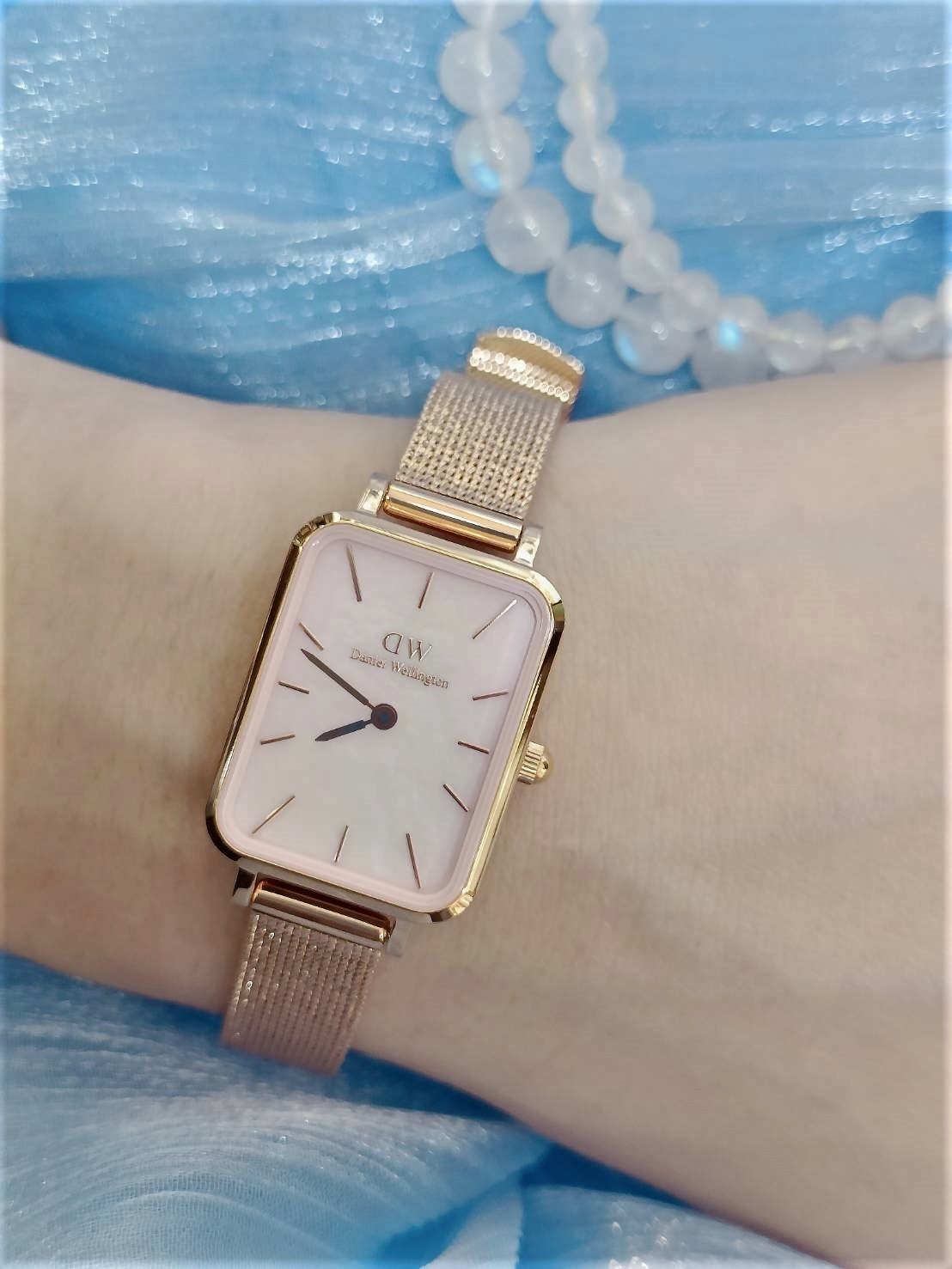 【DW Daniel Wellington】珍珠粉貝長方形腕錶 DW00100510 20*26mm 現代鐘錶