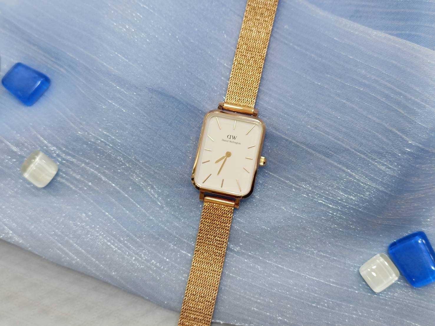 【DW Daniel Wellington】經典白色長方形麥穗編織米蘭腕錶 DW00100431 20x26mm 現代鐘錶