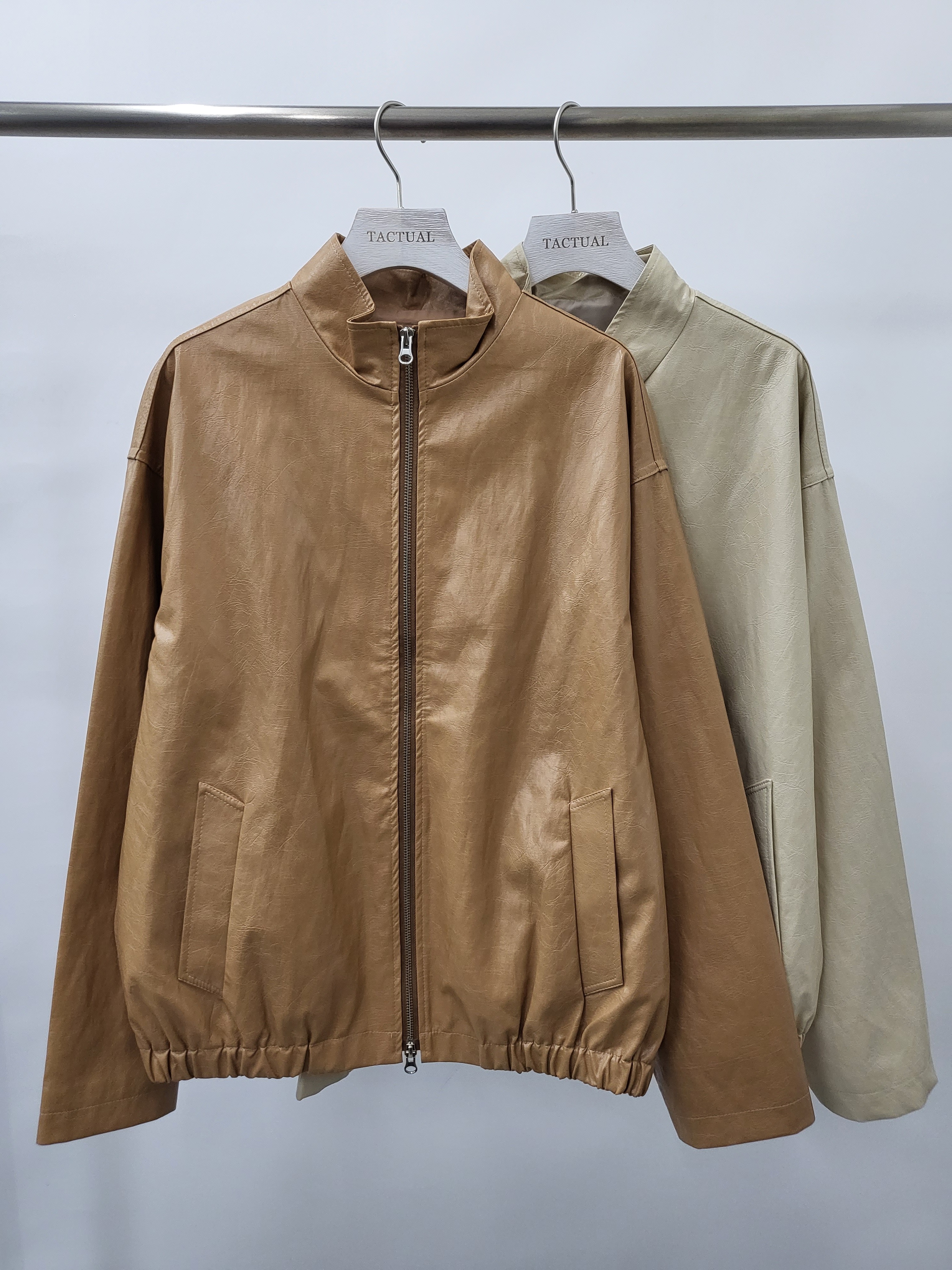 企領合成皮拉鍊外套 JK2305