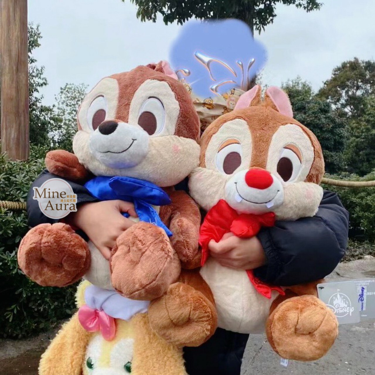 (限時特價) 奇奇蒂蒂 Chip 'n Dale 藍紅緞帶 造型 娃娃 玩偶 -上海迪士尼樂園