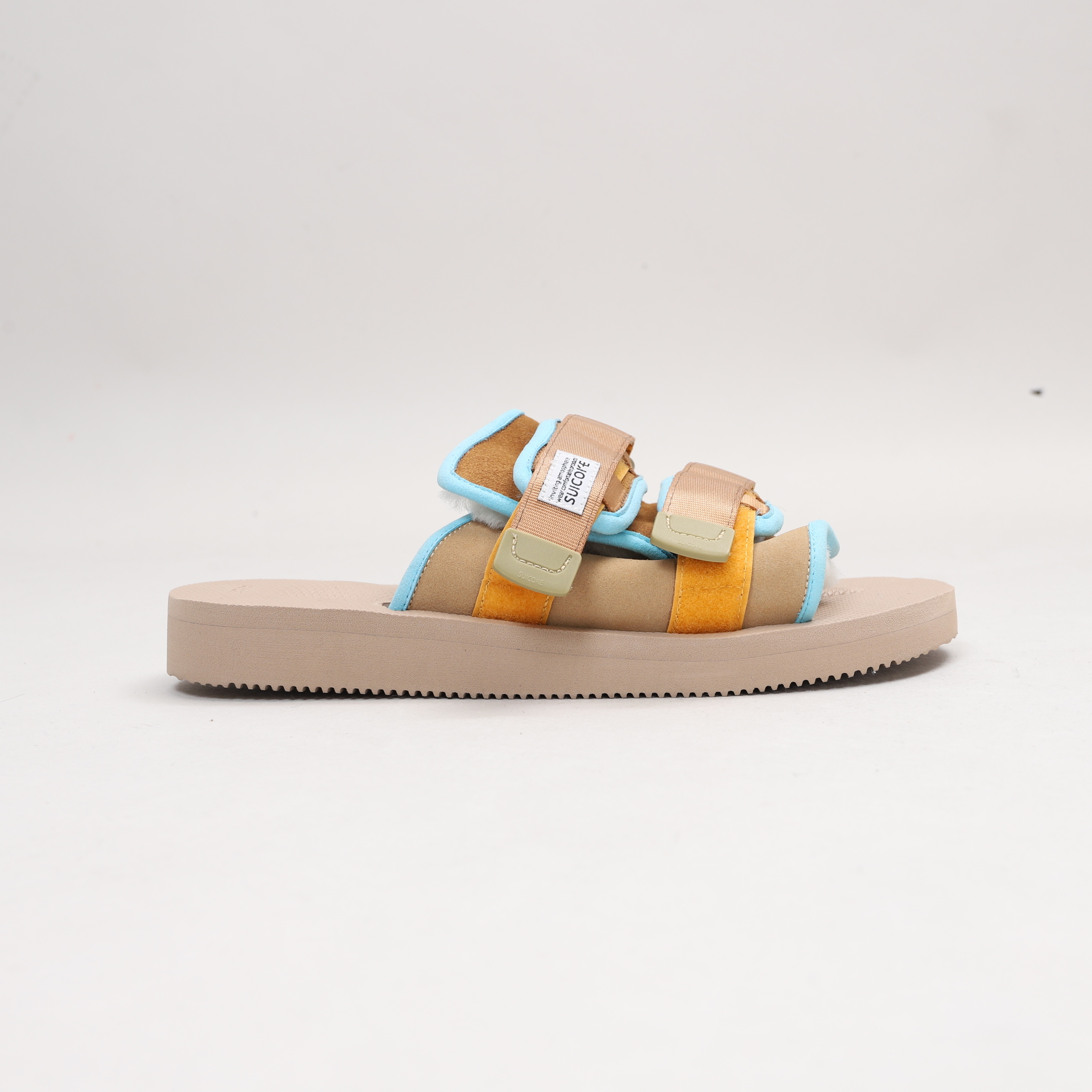 [出清商品售出無退換] [US10/28CM全新展示無盒] SUICOKE MOTO-Mab OG-056MAB-CB 沙色 藍橘 毛絨 保暖 抗菌鞋床 魔鬼氈 拖鞋【SK056MABBL10】