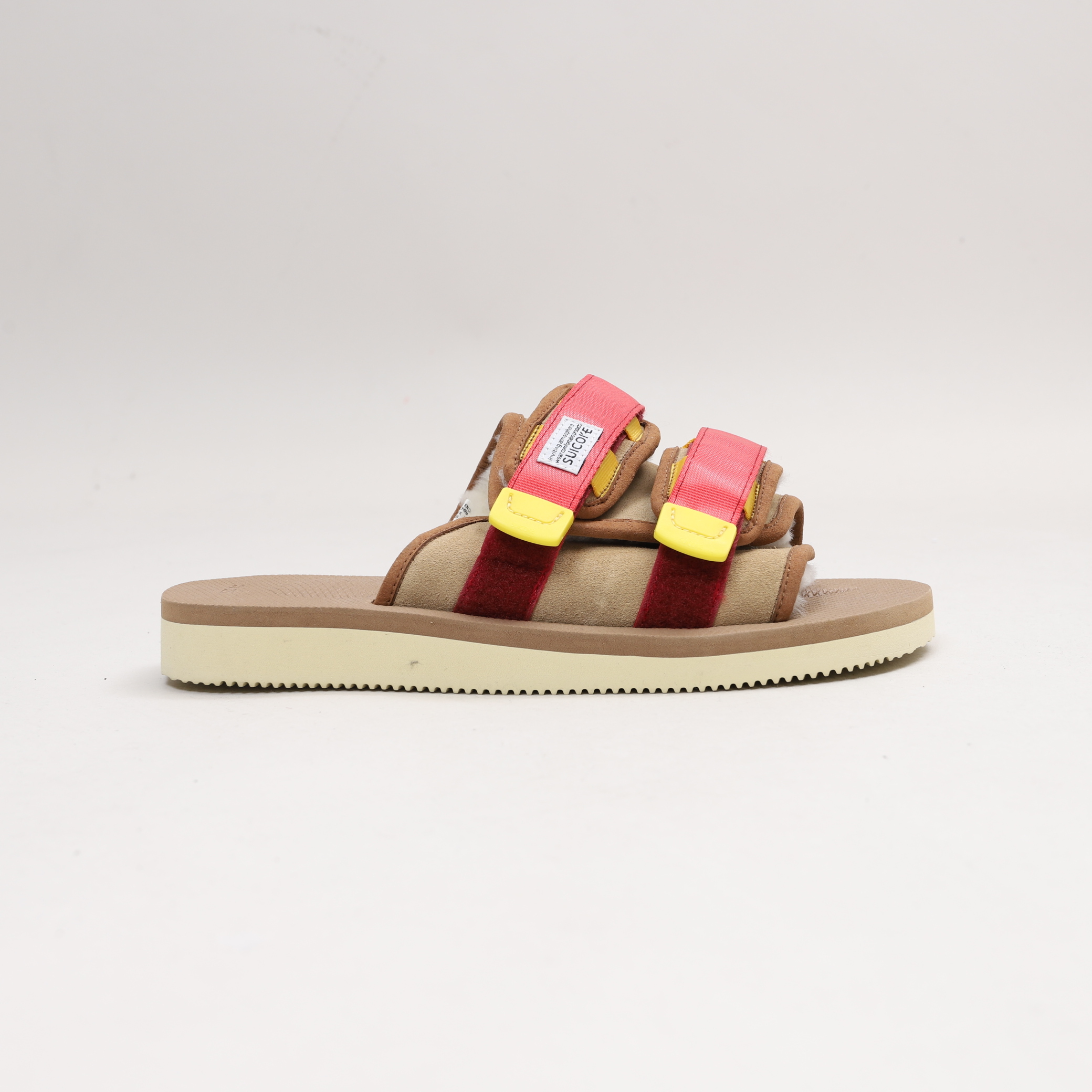 [出清商品售出無退換] [US10/28CM全新展示無盒] SUICOKE MOTO-Mab OG-056MAB-RB 紅黃棕 毛絨 保暖 抗菌鞋床 魔鬼氈 拖鞋【SK056MABRB10】