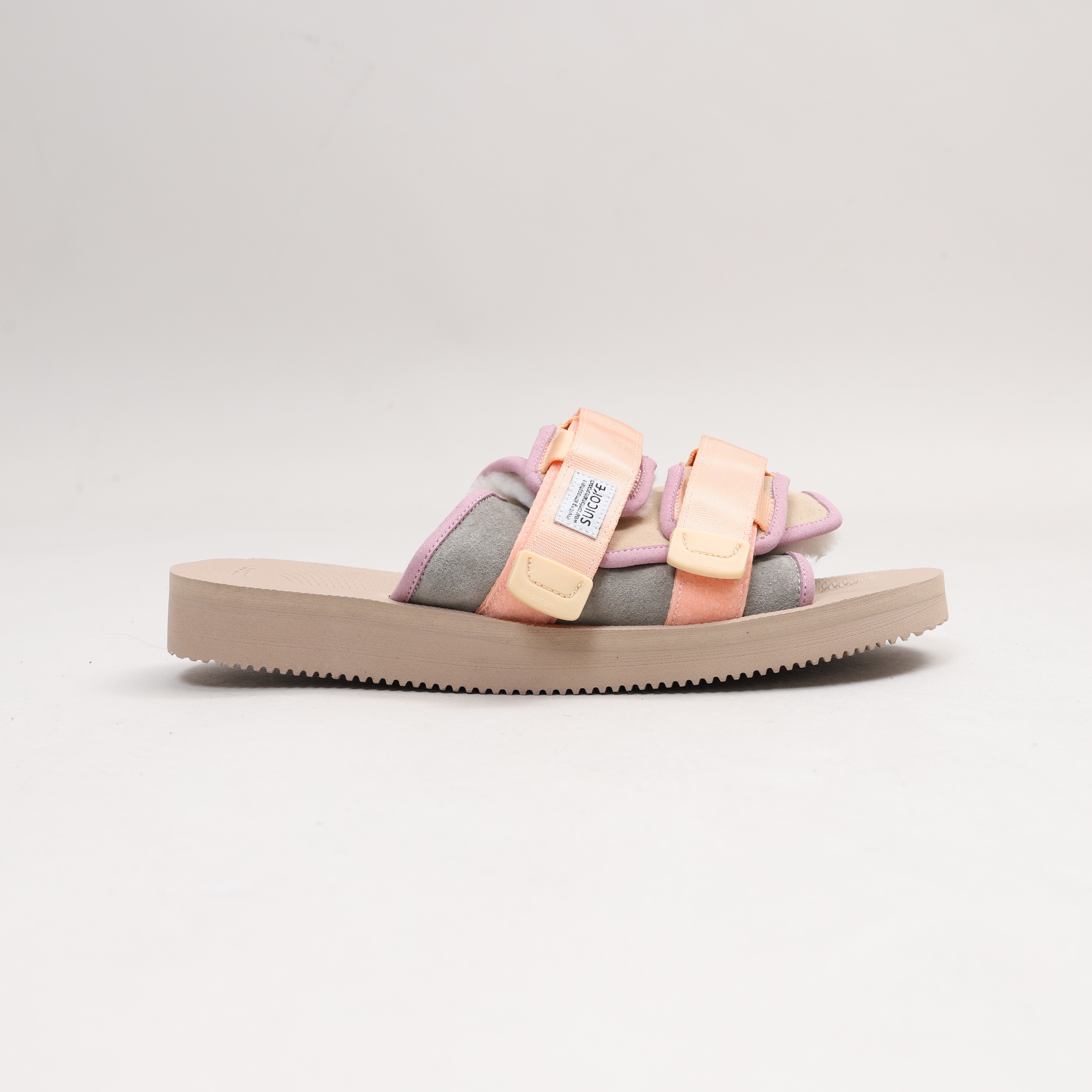 [出清商品售出無退換] [US10/28CM全新展示無盒] SUICOKE MOTO-Mab OG-056MAB-PG 粉橘灰 毛絨 保暖 抗菌鞋床 魔鬼氈 拖鞋【SK056MABPG10】