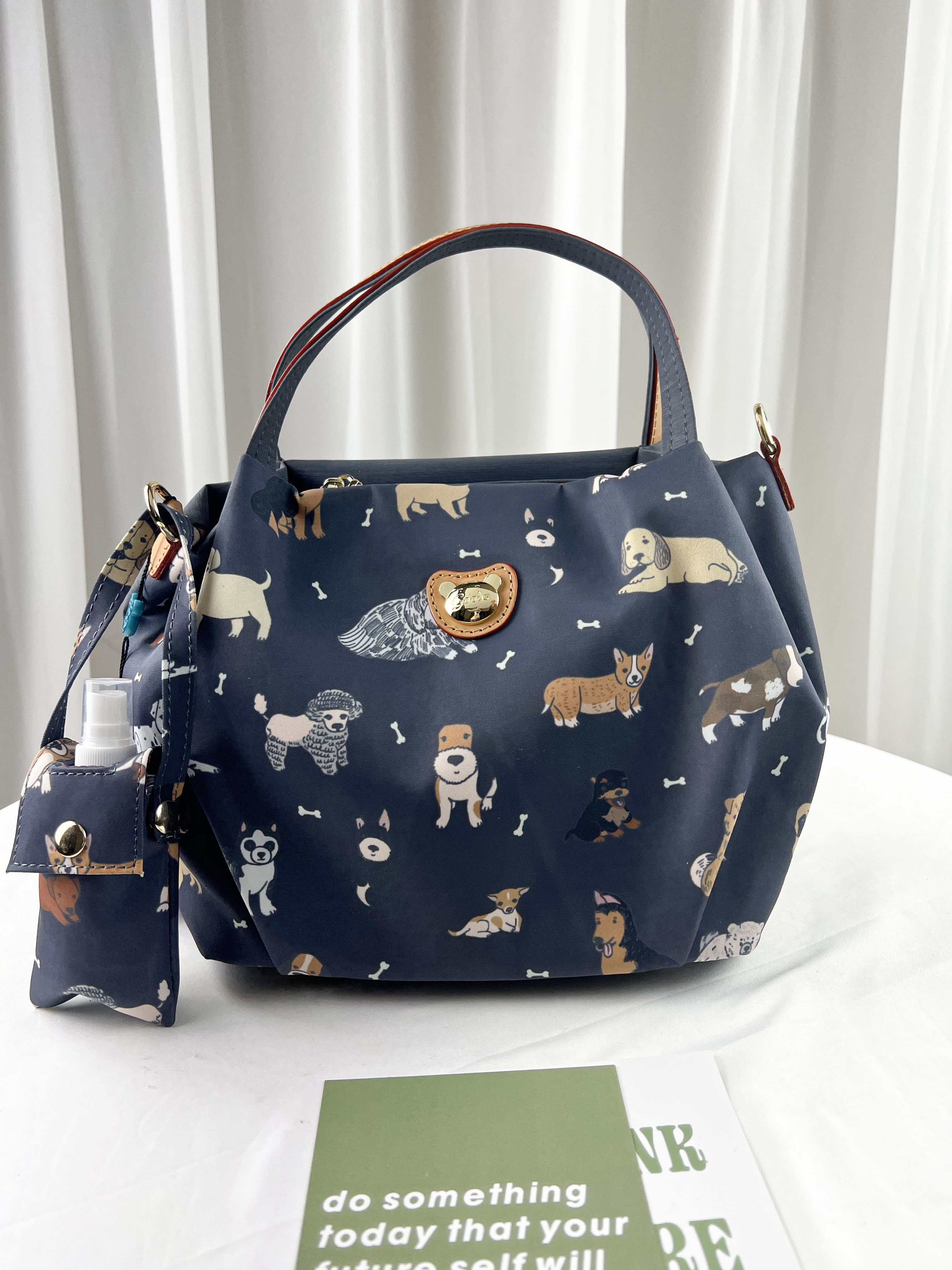 GOODS 灰色狗狗尼龍防潑水手提包 / 側背包 #2808