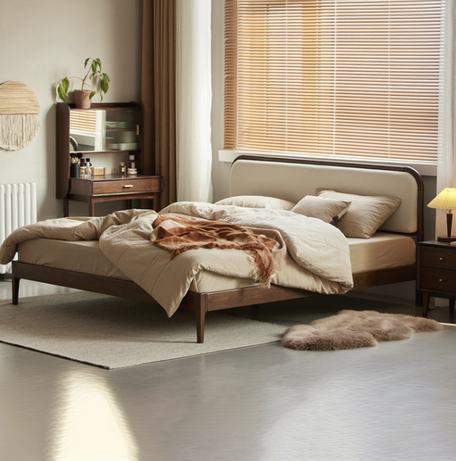 貝里胡桃軟包床架 BL-F8017