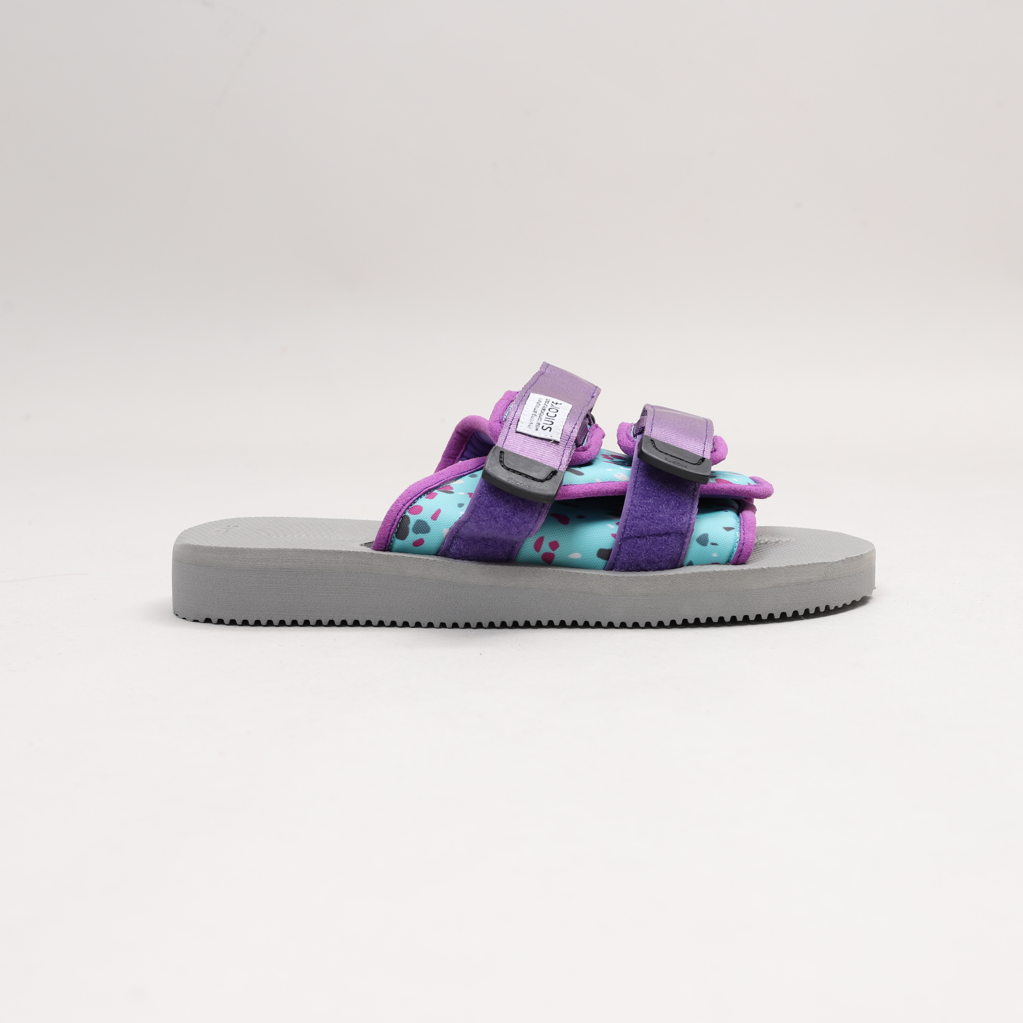 [出清商品售出無退換] [US7/25CM全新展示無盒] SUICOKE MOTO-CAB-PT01 OG-056CPT01 綠紫碎石灰 抗菌內裡 魔鬼氈 拖鞋【SK056CPT1RD7】