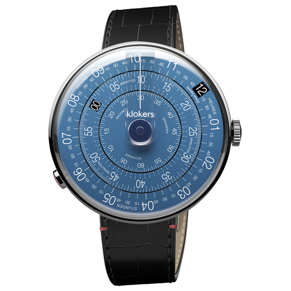 KLOK-01-D7 午夜藍錶頭+皮革錶帶搭配摺疊錶扣