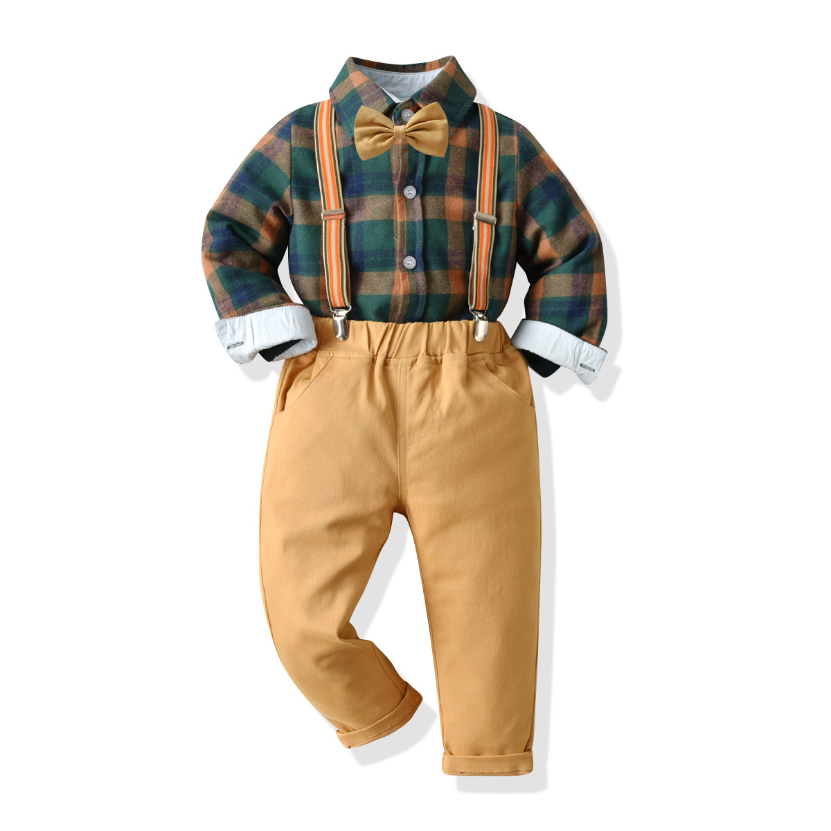 M41GN_FW22綠色格紋bow tie 紳士套裝