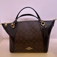[S] COACH C6230 KACEY SATCHEL IN SIGNATURE CANVAS, BROWN/BLACK, 195031395673 (SCO258)