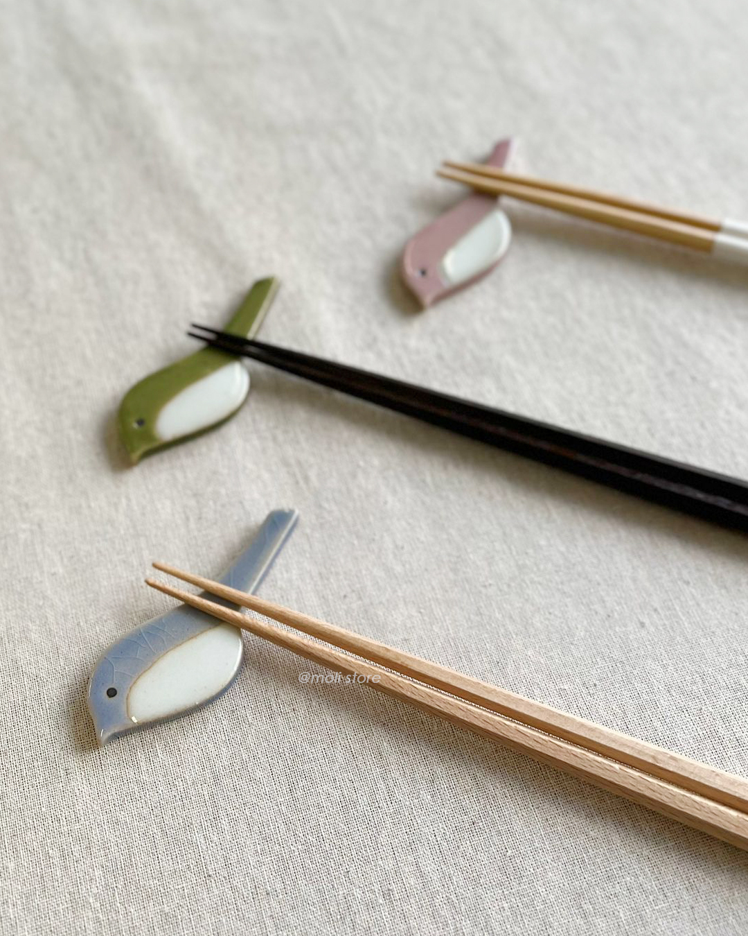 小鳥筷子托 粉藍｜美濃燒