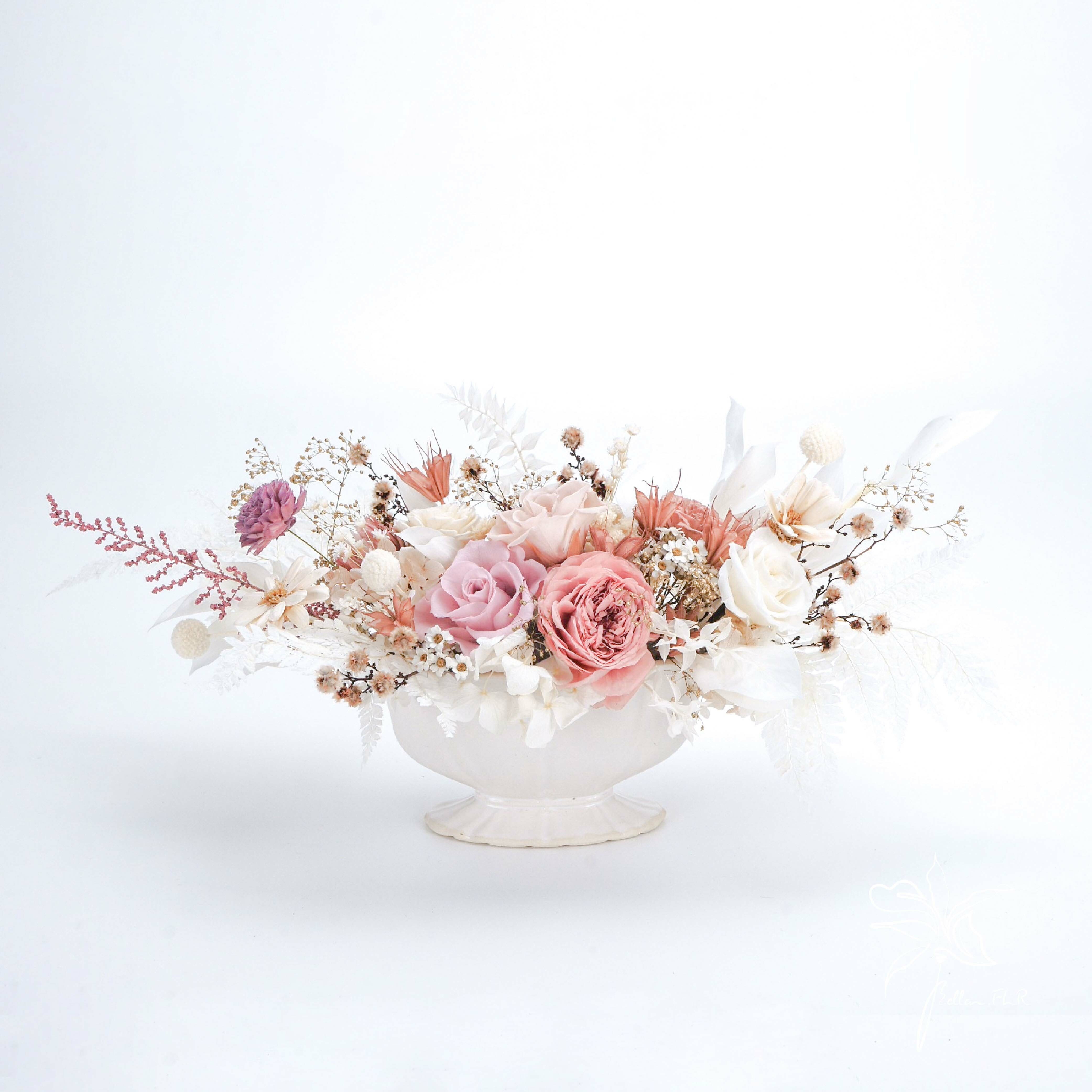 【棉花雲】永生乾燥瓷器盆花