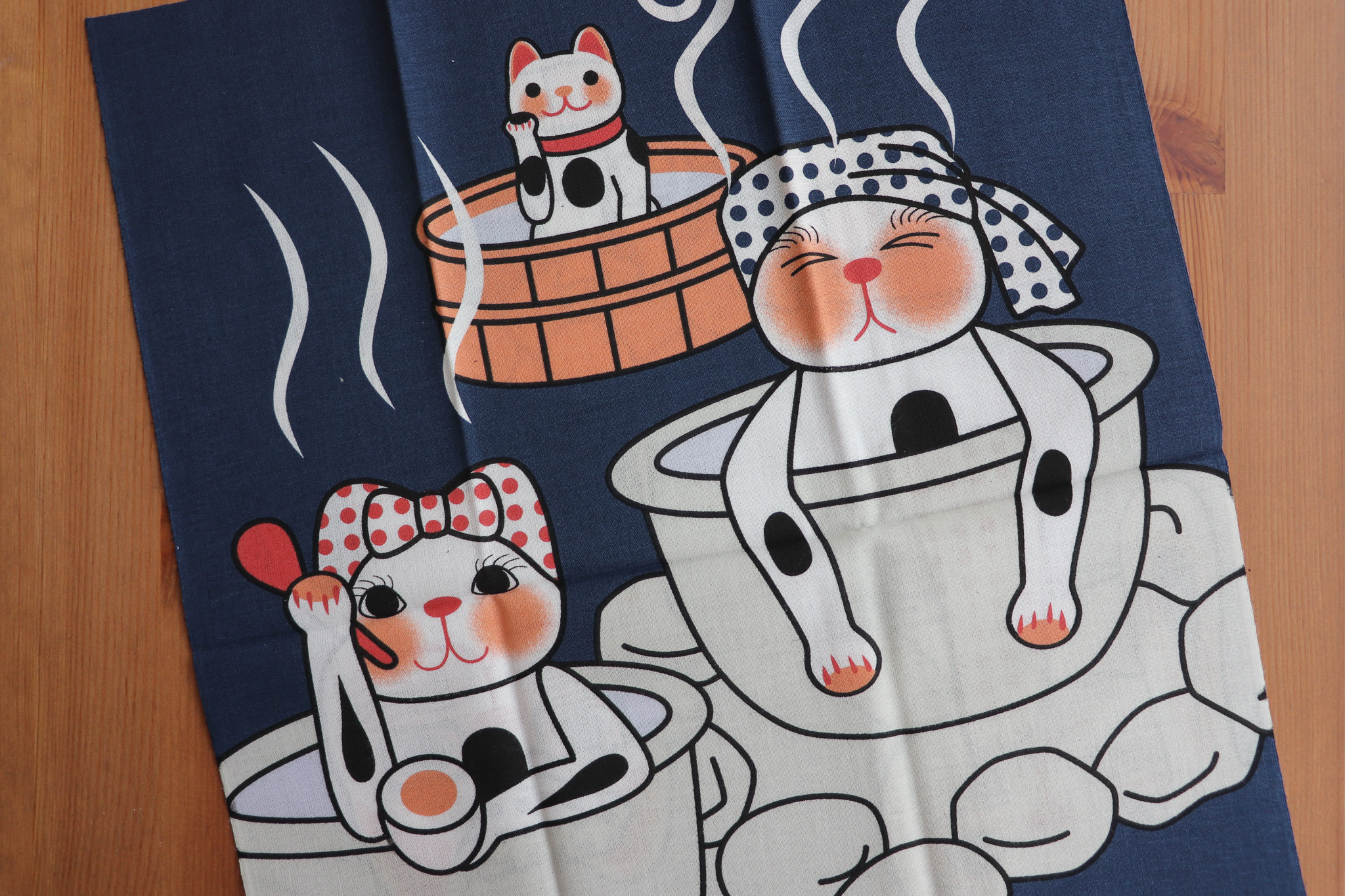 日本 手拭巾 貓溫泉