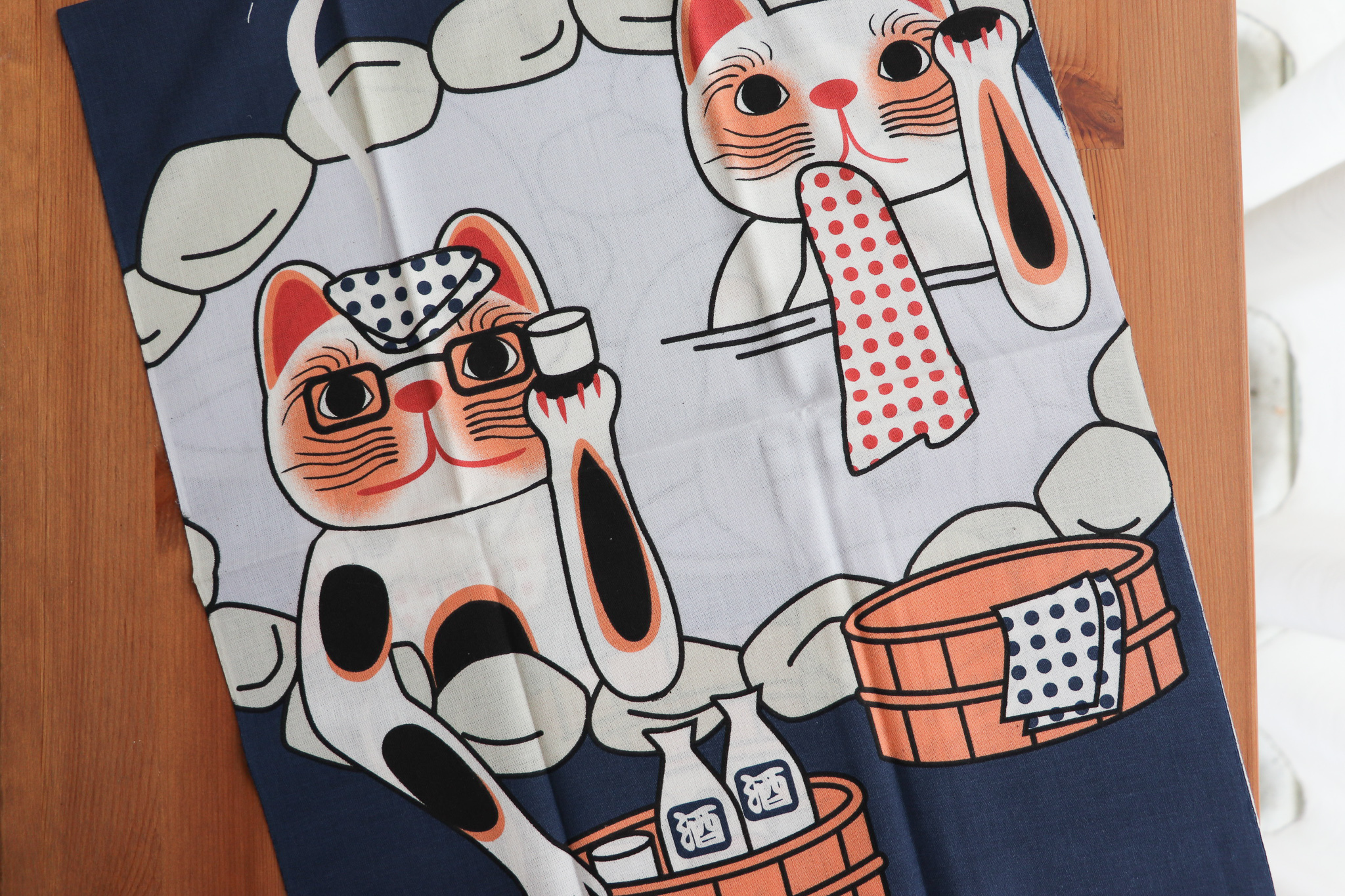 日本 手拭巾 貓溫泉