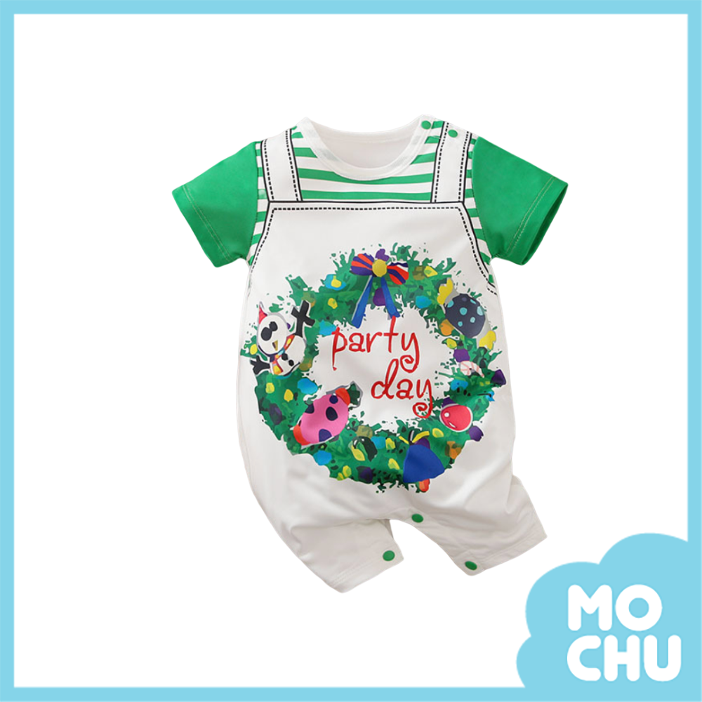 聖誕花環短袖連身衣