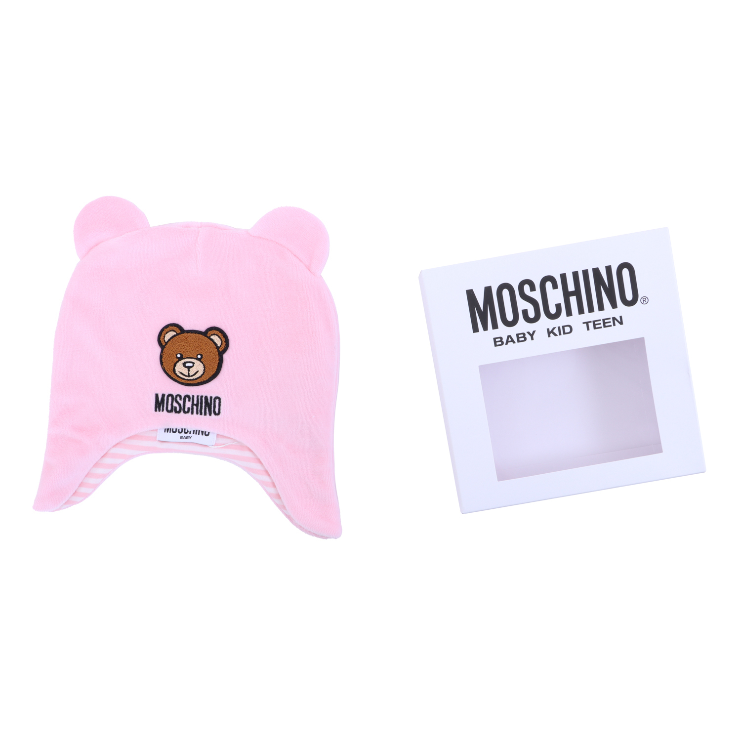 Moschino Kids 粉色小熊帽子