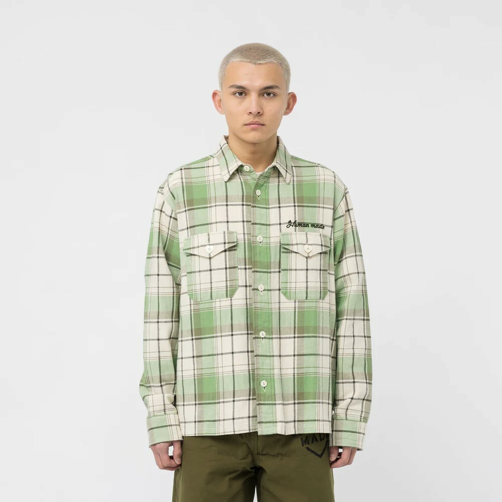 超目玉】【超目玉】HUMAN MADE Checked Overshirt Green XL トップス