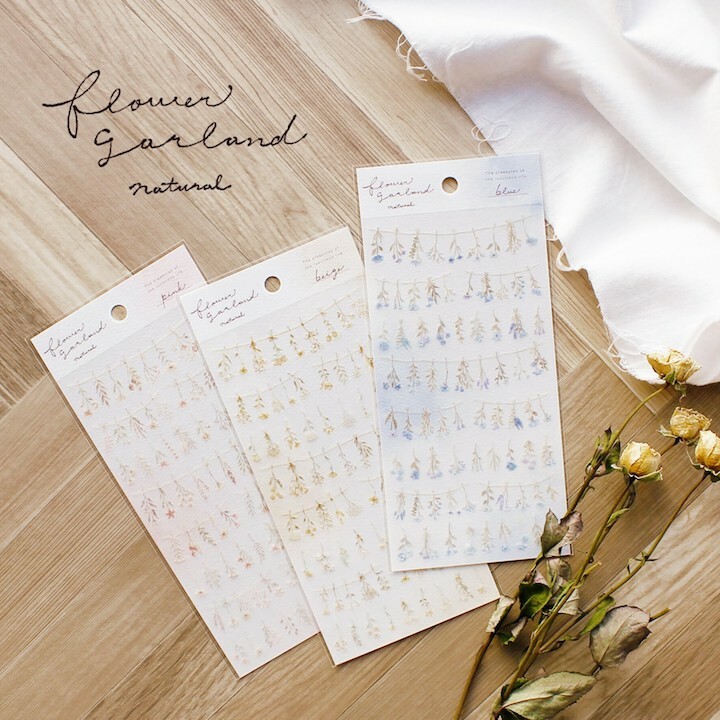 自然系 乾燥花 透明PET貼紙｜日本Mind Wave