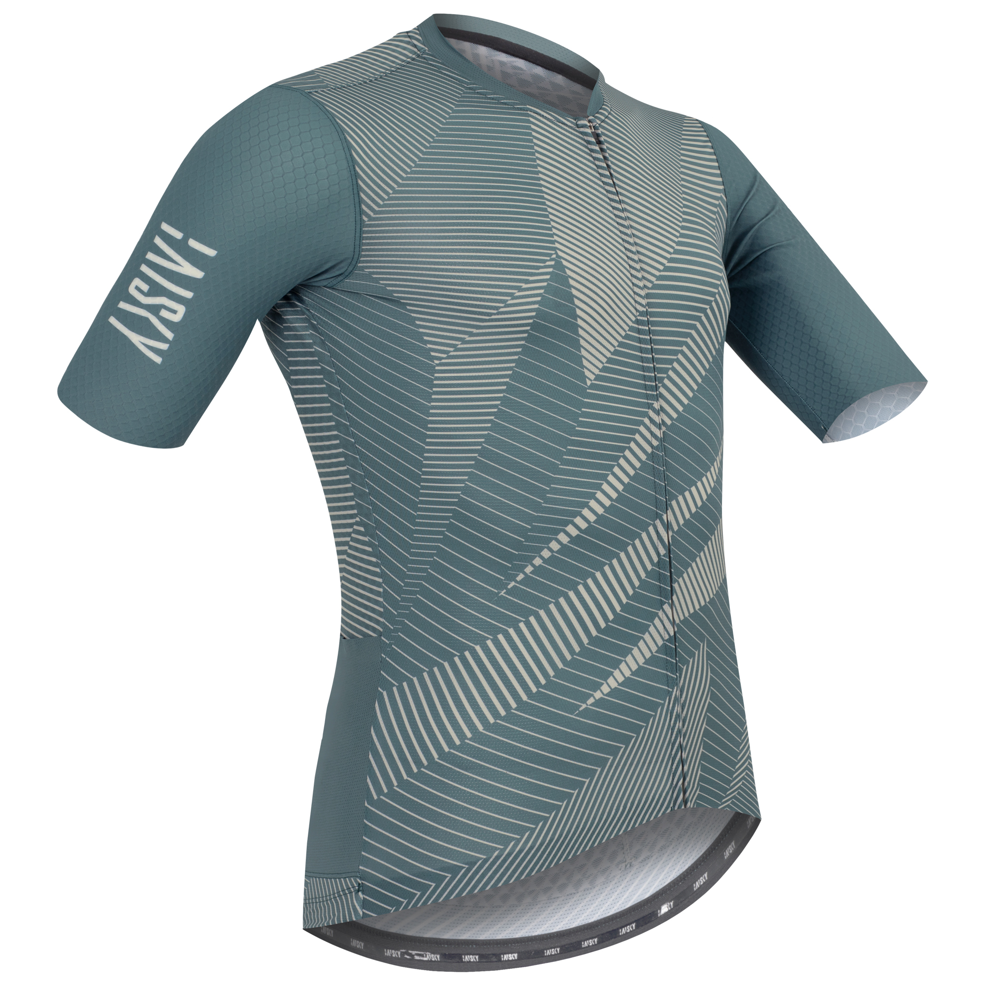 男款空力短車衣 柳葉 螢光藍