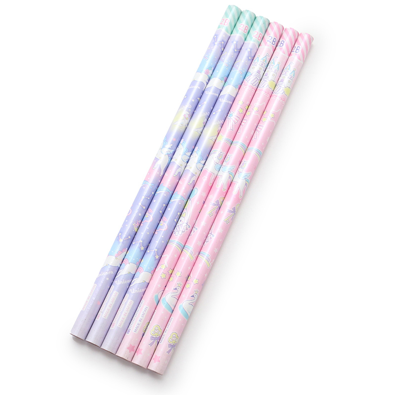 【日本Mother Garden】(2B鉛筆-粉 / 2B鉛筆-紫 / 鉛筆盒 / 鉛筆蓋 5入 ) 獨角獸