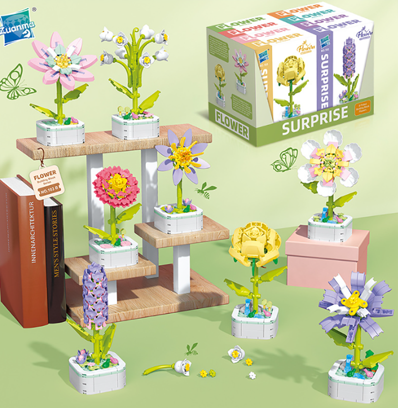 103B盆栽花積木8款一展示盒 103B