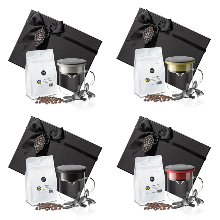 PO: 黑沃咖啡選品｜耶加雪菲咖啡禮盒組(玻璃咖啡杯350ml-共4色)