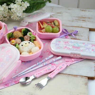 【日本Mother Garden】( 筷子-附盒 / 筷子湯匙叉子-附盒 / 筷子湯匙-附盒 / 湯匙 /  叉子 / 午餐盤-附蓋 ) 花緞帶