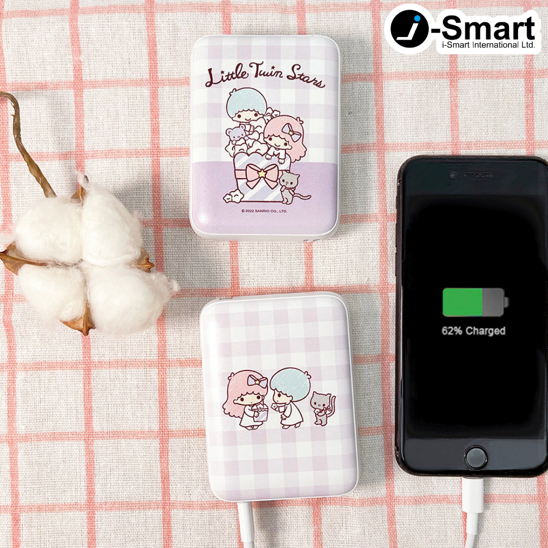 SANRIO-口袋行動電源-格紋系列-LITTLE TWIN STARS
