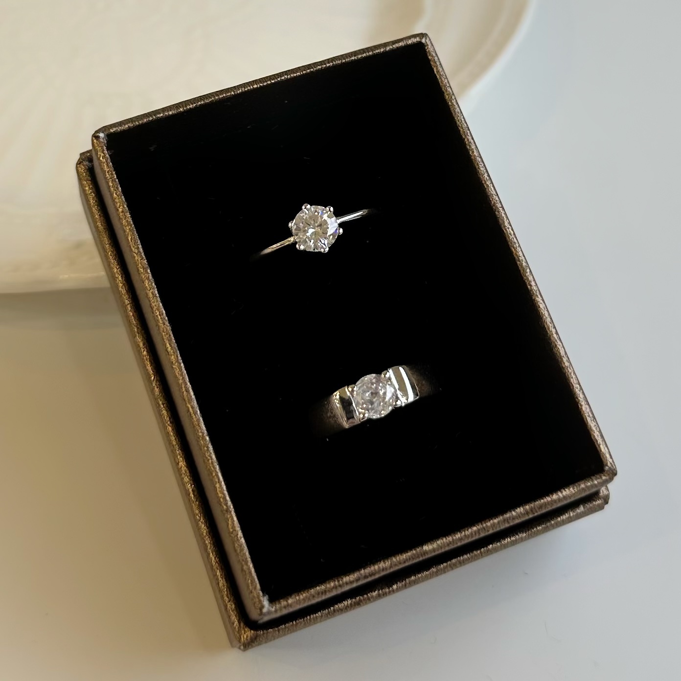 單鑽素環純銀調整對戒