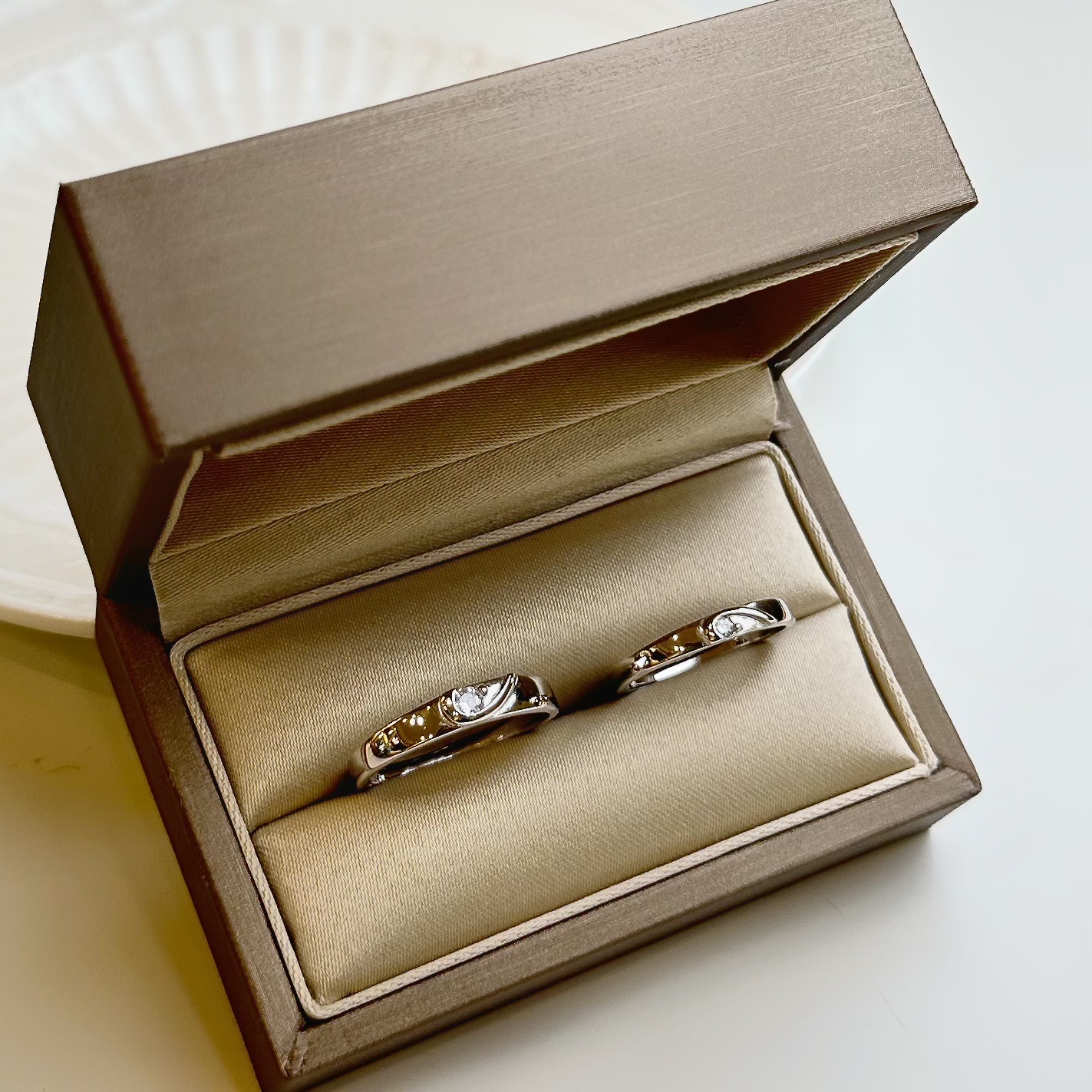 愛心單鑽純銀調整對戒